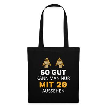 20 Geburtstag Geschenk Sprüche Lustig - Stoffbeutel - Schwarz - Vorne