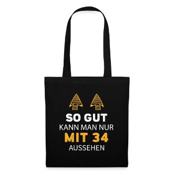34 Geburtstag Geschenk Sprüche Lustig - Stoffbeutel - Schwarz - Vorne