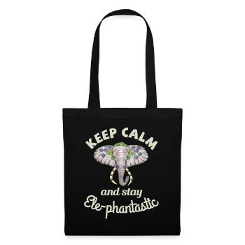 Restez calme et restez ele-phantastic. Tête d’éléphant - Sac en tissu - noir - Devant