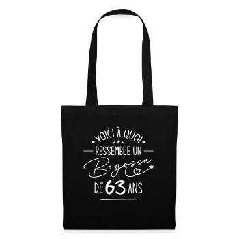 Bogosse 63 ans Cadeau Humour Anniversaire 63 ans - Sac en tissu - noir - Devant