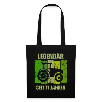 77 Geburtstag Geschenk 77. Landwirt Spruch - Stoffbeutel - Schwarz - Vorne