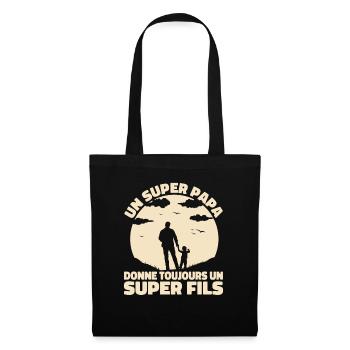 Super Papa Super Fils Cadeau Pere Fête des Pères - Sac en tissu - noir - Devant