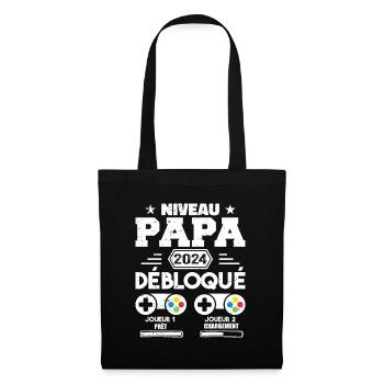 Niveau Papa Débloqué Futur Père 2024 Papa Cadeau - Sac en tissu - noir - Devant