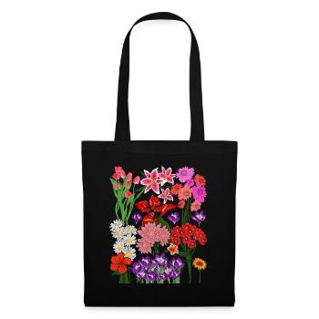 Wildblumen Bunte Blumen Blüten Geschenk Botanik - Stoffbeutel - Schwarz - Vorne