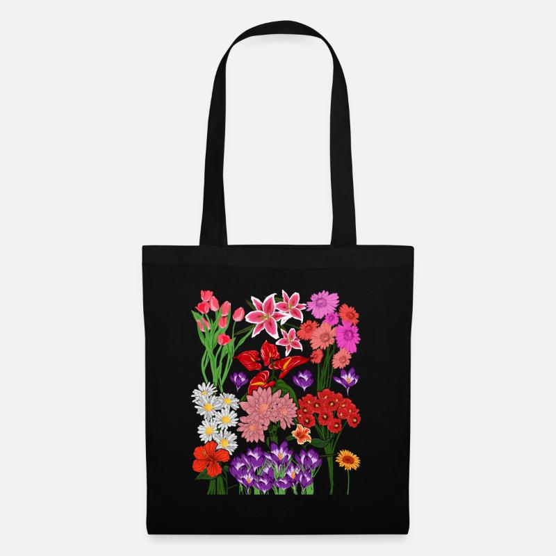 Wildblumen Bunte Blumen Blüten Geschenk Botanik - Stoffbeutel - Schwarz