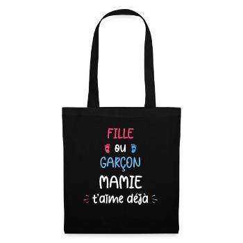Fille ou garçon mamie t'aime déjà - Sac en tissu - noir - Devant