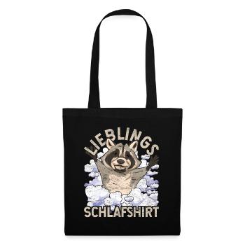 Nachteule Waschbär Geschenk Lieblings Schlafshirt - Stoffbeutel - Schwarz - Vorne