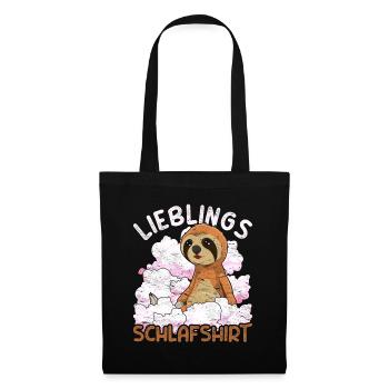 Nachteule Faultier Geschenk Lieblings Schlafshirt - Stoffbeutel - Schwarz - Vorne