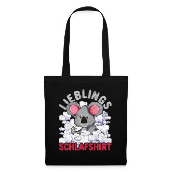 Nachteule Koala Geschenk Lieblings Schlafshirt - Stoffbeutel - Schwarz - Vorne