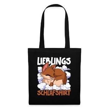 Lieblings Schlafshirt Tier Pyjama Geschenk Fuchs - Stoffbeutel - Schwarz - Vorne