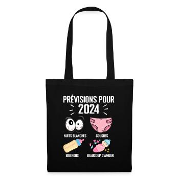 Prévisions pour 2024 Humour Futur Papa pour 2024 - Sac en tissu - noir - Devant