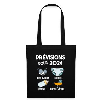Prévisions pour 2024 Humour Futur Papa pour 2024 - Sac en tissu - noir - Devant