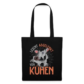 Leicht abgelenkt von Kühen Lustiges Geschenk Kuh - Stoffbeutel - Schwarz - Vorne