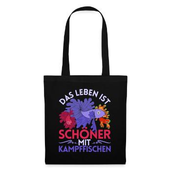 Meeresbewohner Geschenk Siamesischer Kampffisch - Stoffbeutel - Schwarz - Vorne