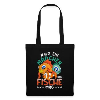 Nur ein Mädchen das Fische mag Geschenk Fisch - Stoffbeutel - Schwarz - Vorne