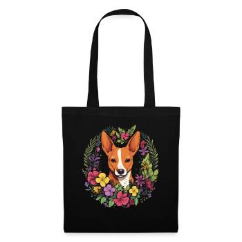 Basenji Hund Geschenk - Stoffbeutel - Schwarz - Vorne