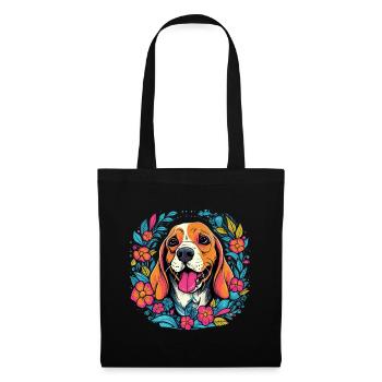 Cadeau de chien Beagle - Sac en tissu - noir - Devant