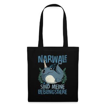 Narwale sind meine Lieblingstiere Ozean Narwal - Stoffbeutel - Schwarz - Vorne