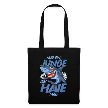 Nur ein Junge der Haie mag Ozean Tier Geschenk Hai - Stoffbeutel - Schwarz - Vorne