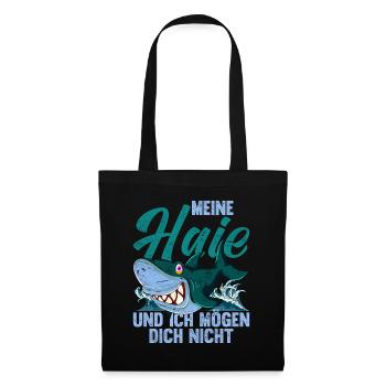 Meine Haie und ich mögen dich nicht Lustiges Hai - Stoffbeutel - Schwarz - Vorne