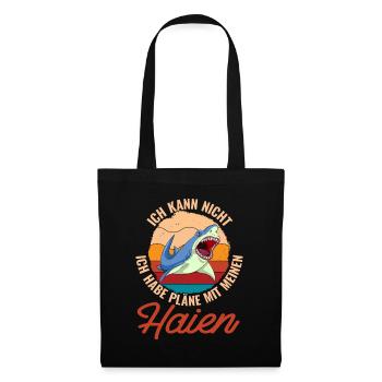 Retro Ozean Tier Raubtier Geschenk Lustiges Hai - Stoffbeutel - Schwarz - Vorne
