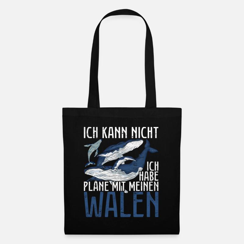 Wal Ich kann nicht ich habe Pläne mit meinen Walen - Stoffbeutel - Schwarz
