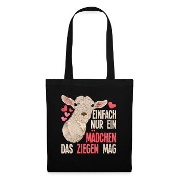 Einfach nur ein Mädchen das Ziegen mag Tier Ziege - Stoffbeutel - Schwarz - Vorne
