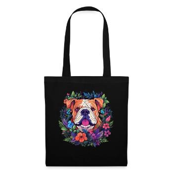Englische Bulldogge Hund Geschenk - Stoffbeutel - Schwarz - Vorne