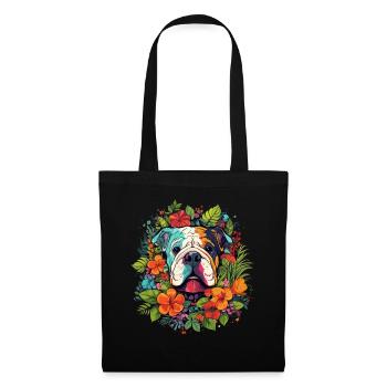 Englische Bulldogge Hund Geschenk - Stoffbeutel - Schwarz - Vorne