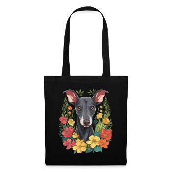 Cadeau de chien lévrier italien - Sac en tissu - noir - Devant
