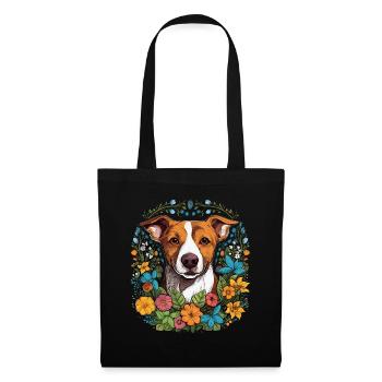 Jack Russel Terrier Hund Geschenk - Stoffbeutel - Schwarz - Vorne