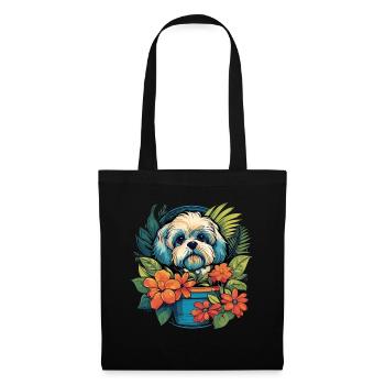 Cadeau de chien maltais - Sac en tissu - noir - Devant