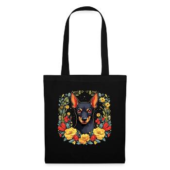 Pinscher Hund Geschenk - Stoffbeutel - Schwarz - Vorne