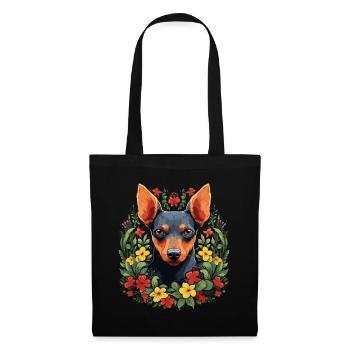 Pinscher Hund Geschenk - Stoffbeutel - Schwarz - Vorne
