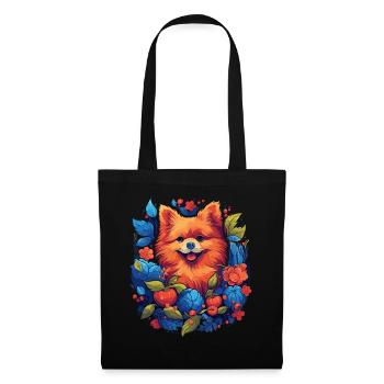 Pomeranian Hund Geschenk - Stoffbeutel - Schwarz - Vorne