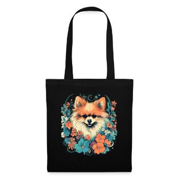 Pomeranian Hund Geschenk - Stoffbeutel - Schwarz - Vorne