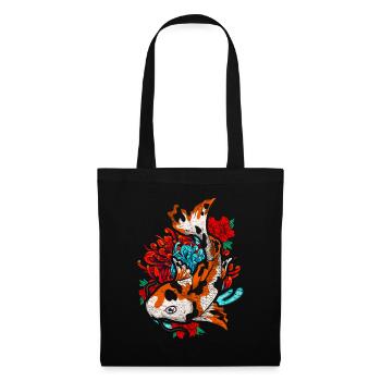 Koi Fischzüchter Geschenk Buntes Koi Karpfen - Stoffbeutel - Schwarz - Vorne