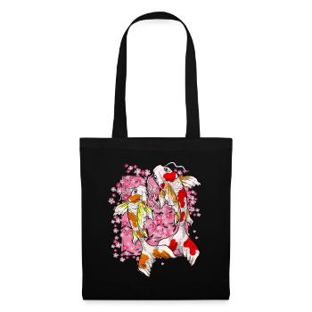 Sakura Koi Fisch Geschenk Kirschblüten Koi Karpfen - Stoffbeutel - Schwarz - Vorne