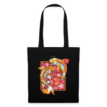Japan Nishikigoi Sakura Geschenk Kirschblüten Koi - Stoffbeutel - Schwarz - Vorne