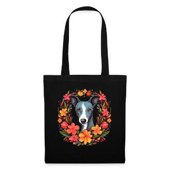Whippet Hund Geschenk - Stoffbeutel - Schwarz - Vorne