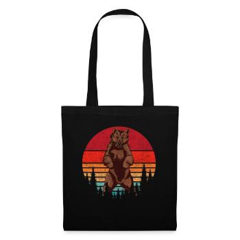 Retro Grizzly Bear Forest Animal Brown Bear Gift Bear - Tote Bag - black - Front