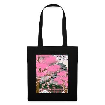Japon Cadeau de fleur de cerisier japonais Sakura - Sac en tissu - noir - Devant