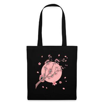 Japanischer Mond Sakura Geschenk Kirschblüten - Stoffbeutel - Schwarz - Vorne