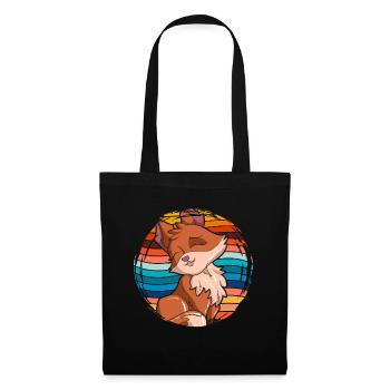 Süßes Wald Tier Waldbewohner Geschenk Retro Fuchs - Stoffbeutel - Schwarz - Vorne
