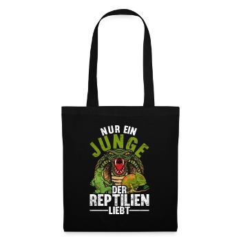 Nur ein Junge der Reptilien liebt Geschenk Reptil - Stoffbeutel - Schwarz - Vorne