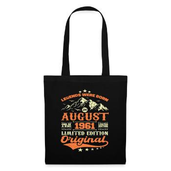 August 1961 Geburtstag 1961 Legenden August - Stoffbeutel - Schwarz - Vorne