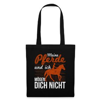 Reiter Meine Pferde und ich mögen dich nicht Pferd - Stoffbeutel - Schwarz - Vorne