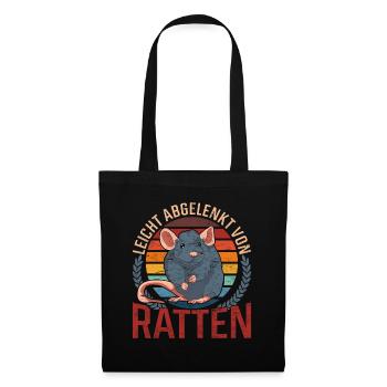 Leicht abgelenkt von Ratten Nagetier Retro Ratte - Stoffbeutel - Schwarz - Vorne