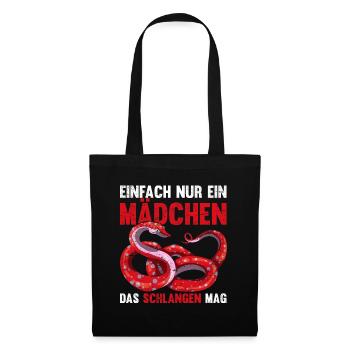 Einfach nur ein Mädchen das Schlangen mag Schlange - Stoffbeutel - Schwarz - Vorne