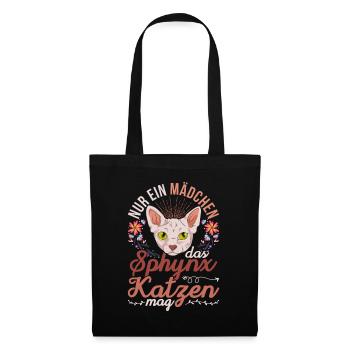 Okkult Nacktkatze Mädchen Geschenk Sphynx Katze - Stoffbeutel - Schwarz - Vorne